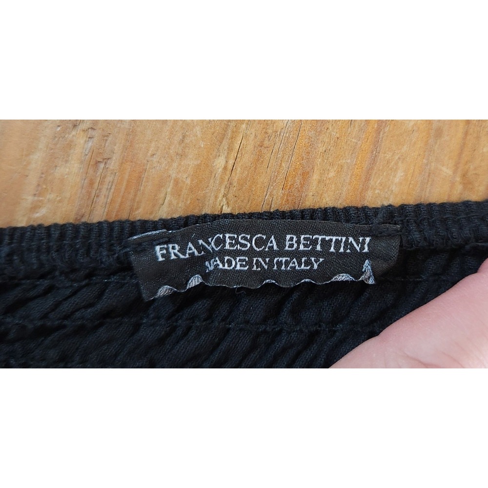Francesca Bettini Black M Linen Cotton Tie Back Strappy Midi Dress Pockets Italy - Picture 12 of 12